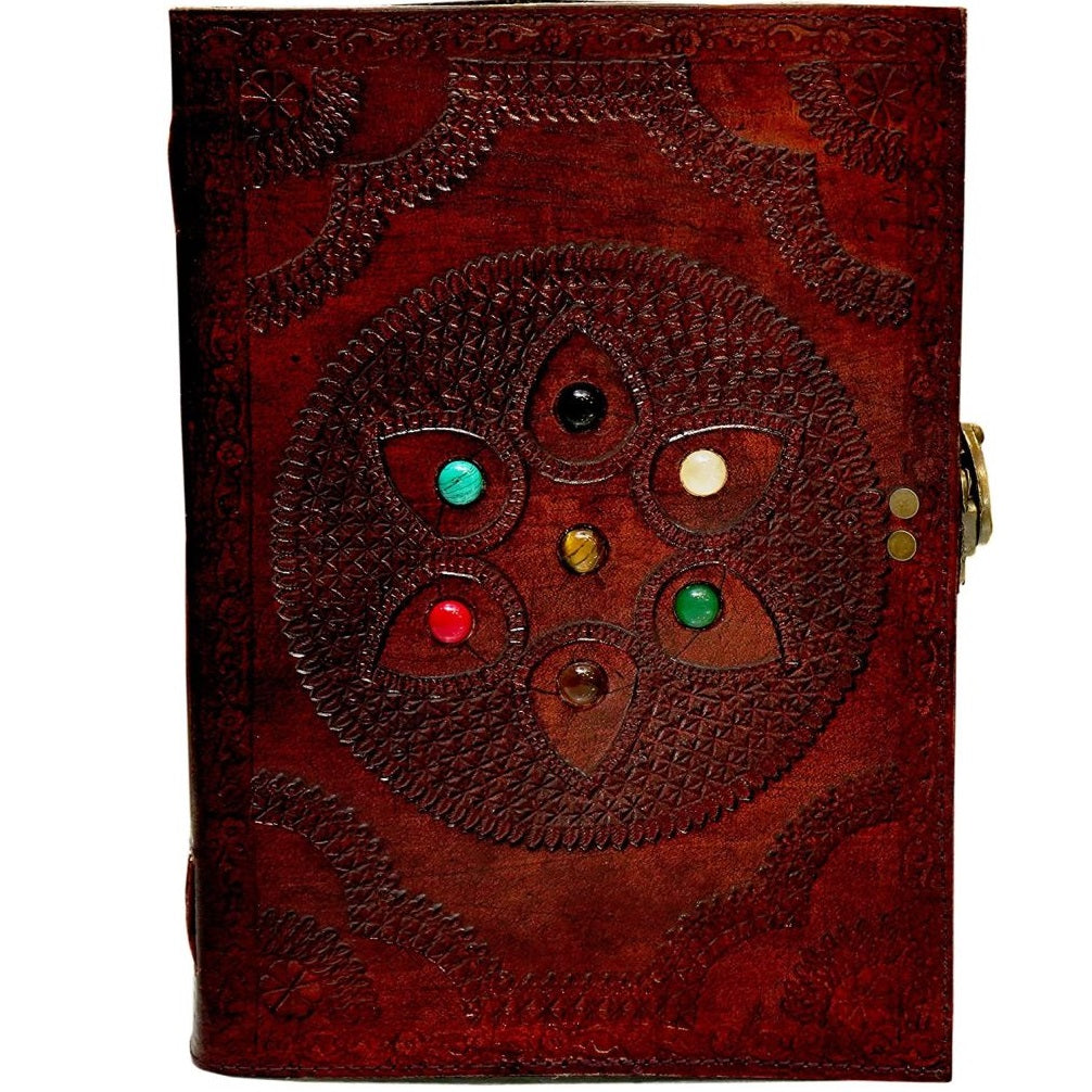 Leather Large Chakra Stone Journal Notebook - Montexoo – Montexoo