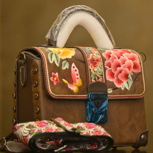 Elegant Floral Embroidered Heavy Sling Bag