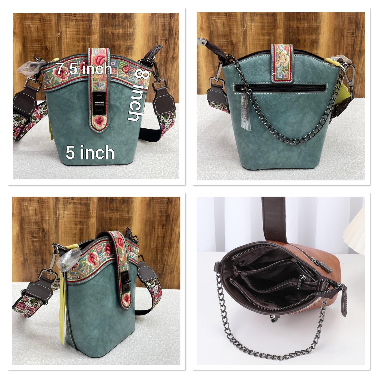 Authentic Hand-held Shoulder Bag with Elegant Embroidery