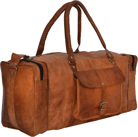 Brown Leather Duffel Bag  for Travel & Weekend