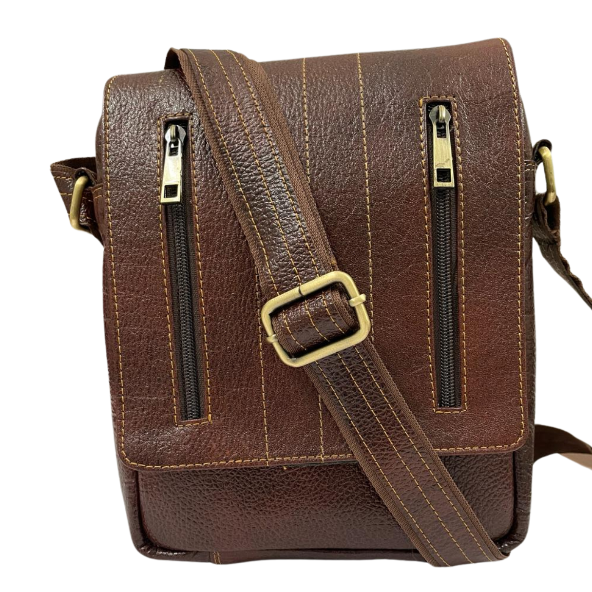 Brown Unisex Sling Traveler Bag with Adjustable Strap