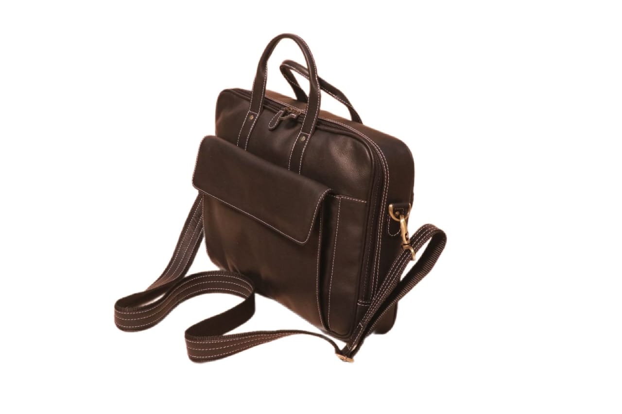 Genuine Leather Black Laptop Messenger Bag