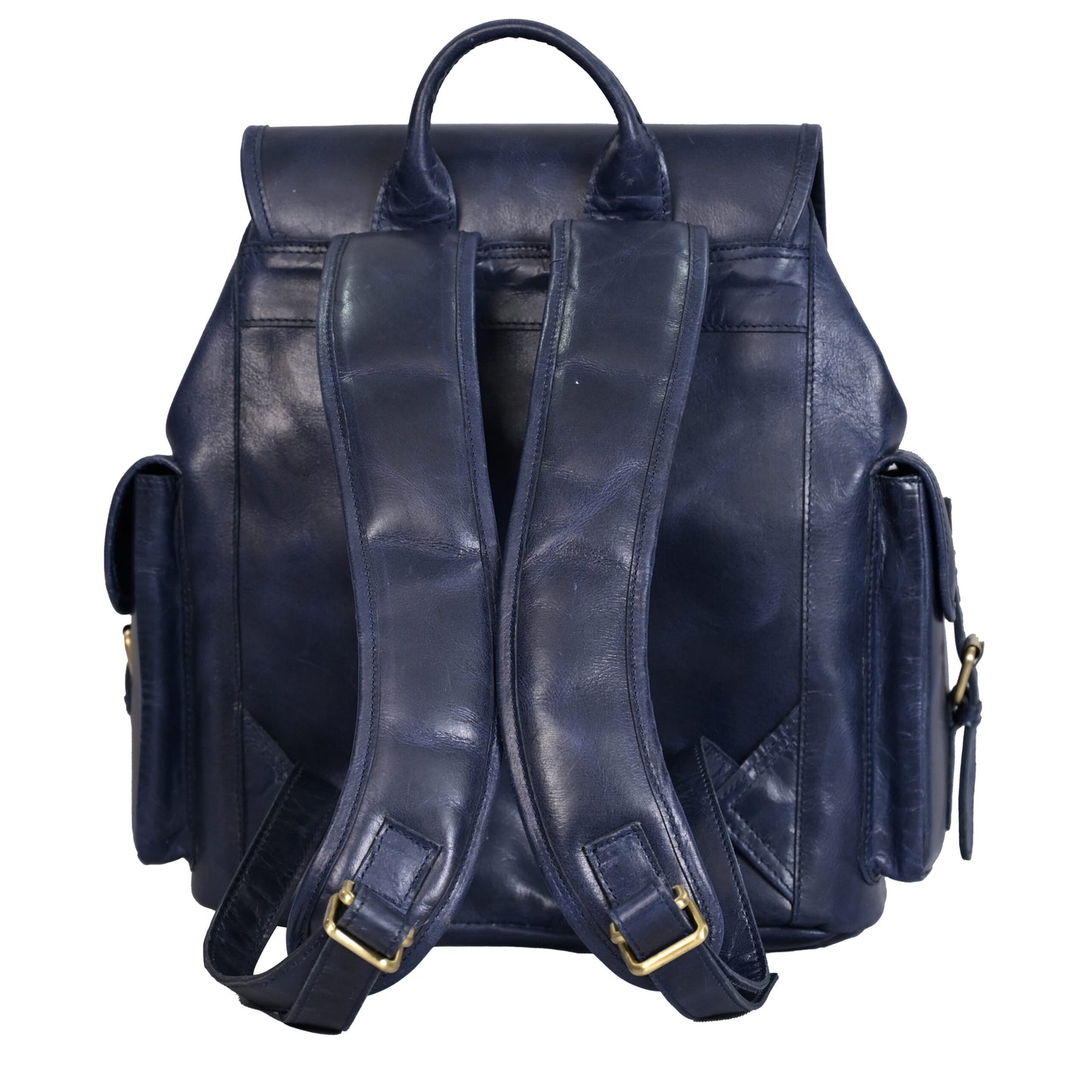 Genuine Leather Navy Blue Multi-Purpose Backpack for Women