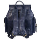 Genuine Leather Navy Blue Multi-Purpose Backpack for Women