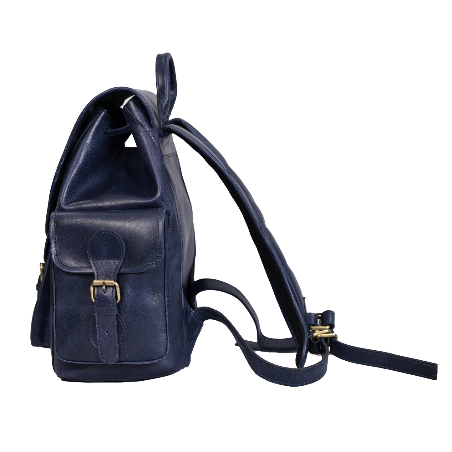 Genuine Leather Navy Blue Multi-Purpose Backpack for Women