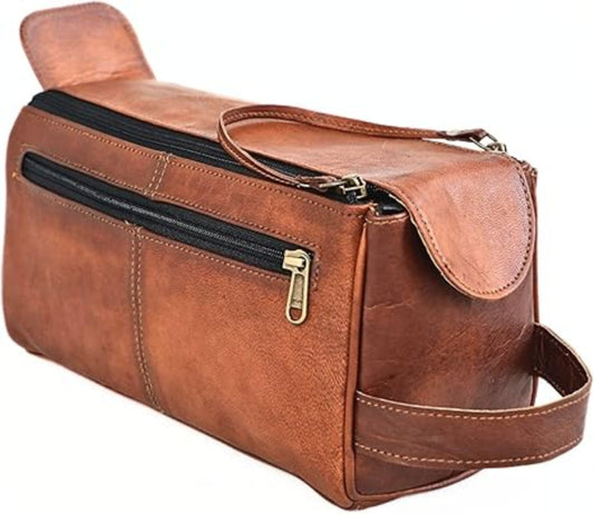 Genuine Leather Toiletry Bag Versatile Dopp Kit for Men & Women