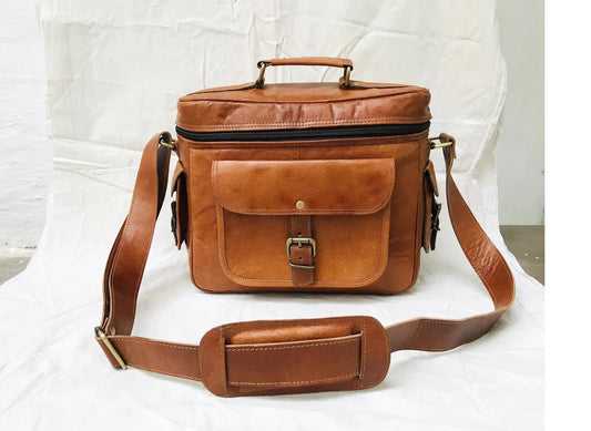 Handmade Leather Camera Shoulder Bag – DSLR Travel Case