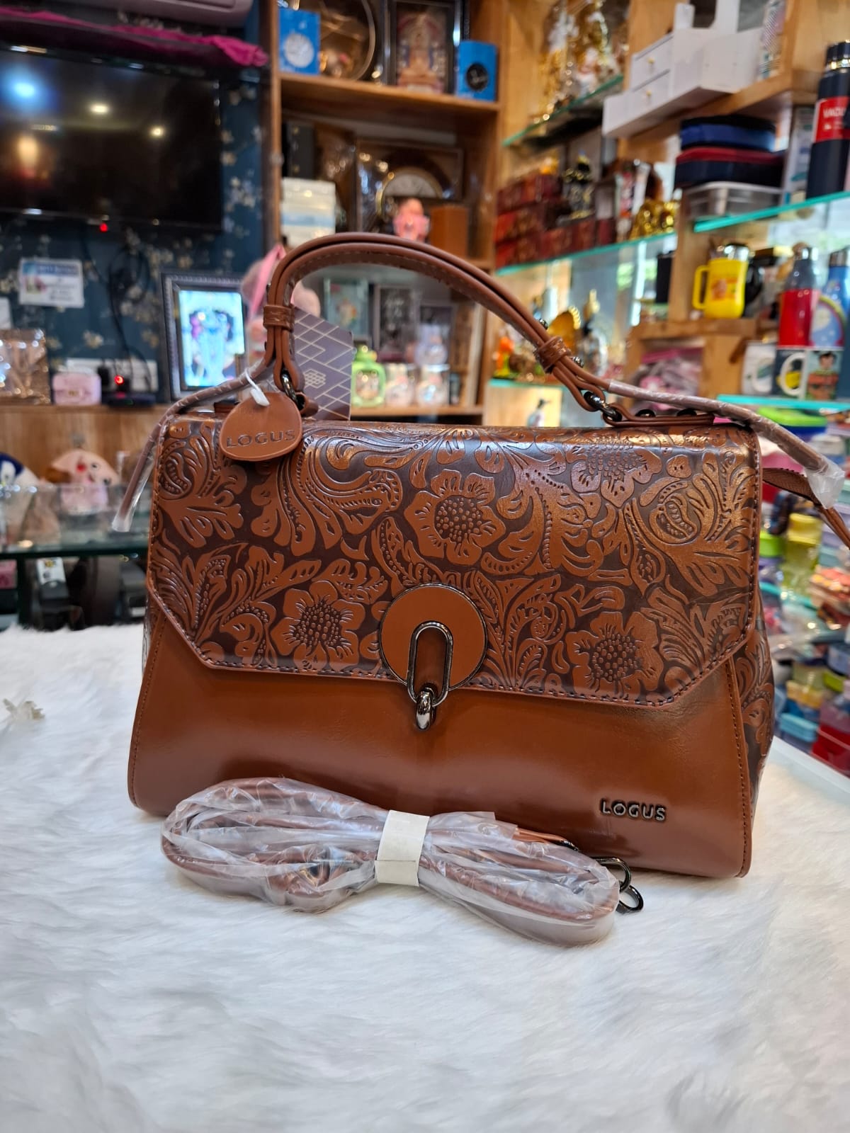 Luxury Brown Graphic Art Handbag