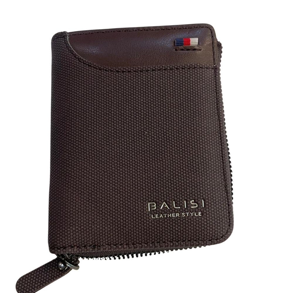 Men's Leather Zipper Wallet - Bifold Multi-Card Holder with Zip Around