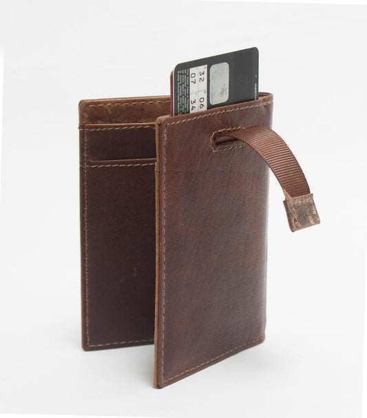 Mini Brown Genuine Leather Card Holder for Men and Women