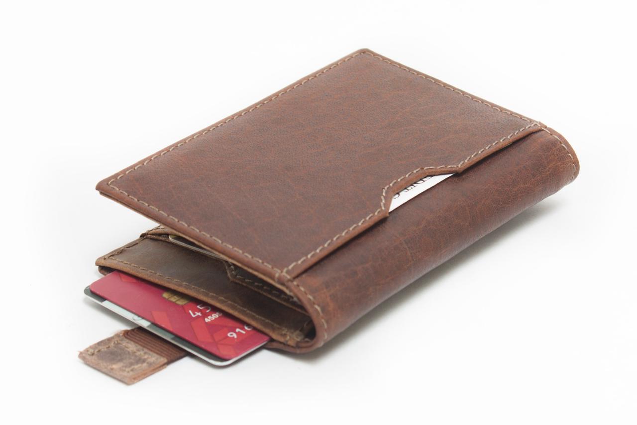 Mini Brown Genuine Leather Card Holder for Men and Women