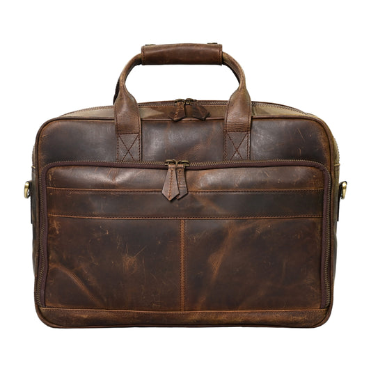 Professional Men's Genuine Leather Laptop Messenger Briefcase