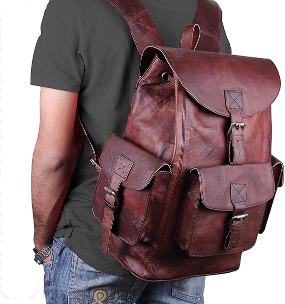 Retro Vintage Genuine Leather Backpack for Men and Women