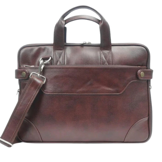 Streamlined Leather Laptop Shoulder Bag