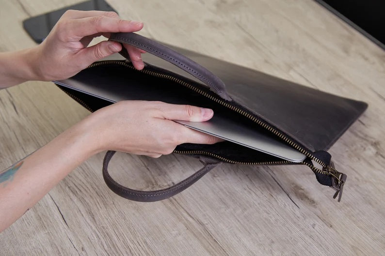 Stylish Tailored Leather Laptop Sleeve Bag