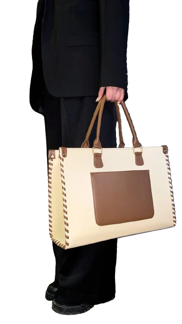 Trendy Two-Tone Office Tote Bag