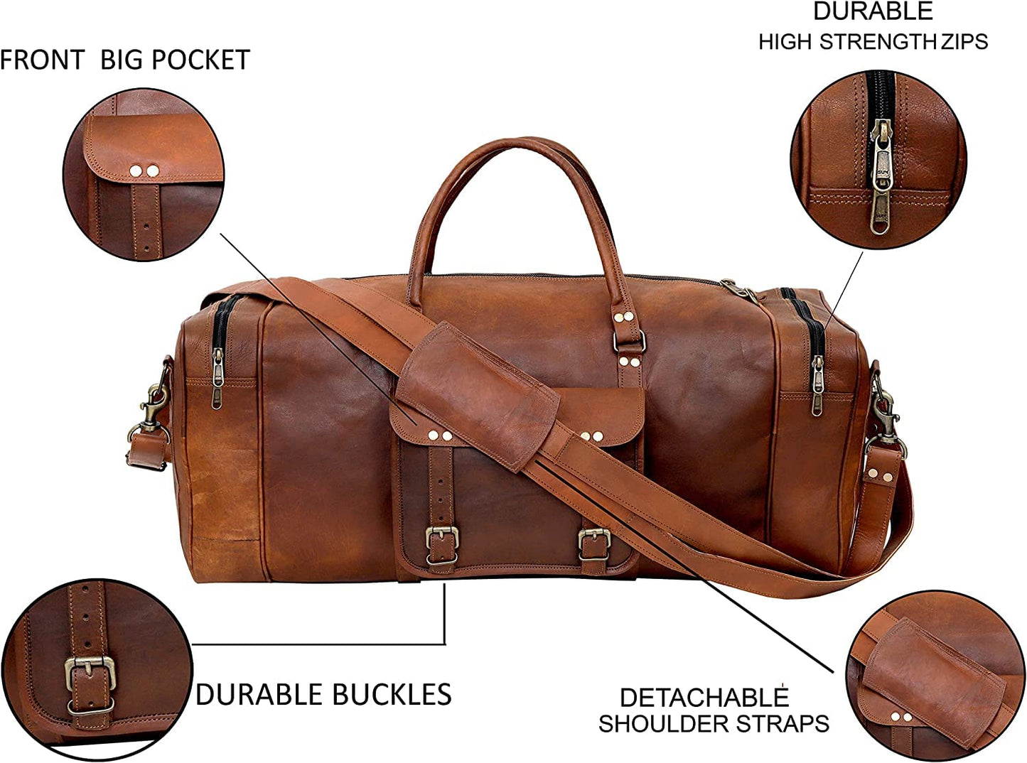 Versatile Weekender Handcrafted Large Leather Duffel Bag