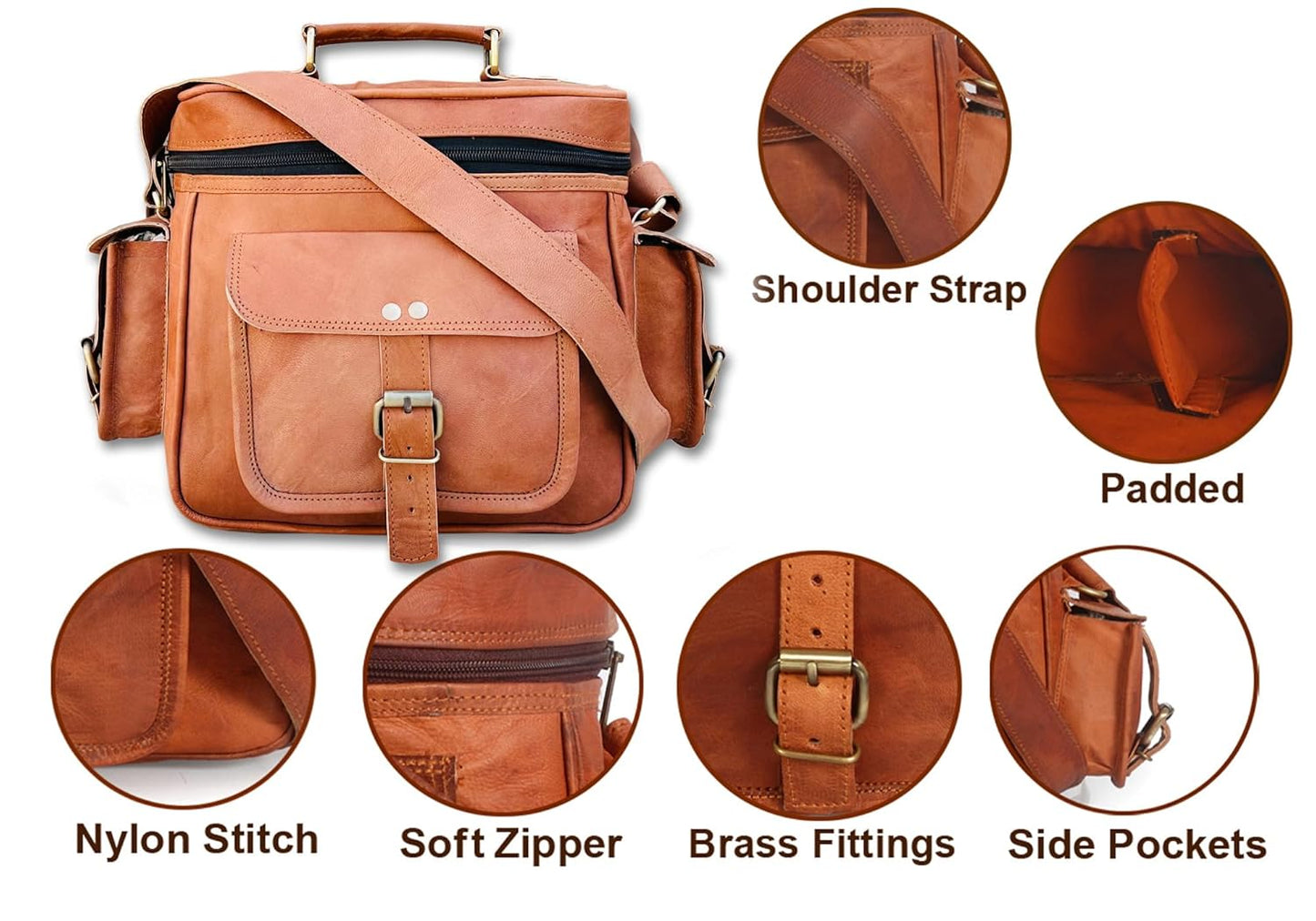 Vintage Leather DSLRSLR Camera Bag Unisex Shoulder Bag