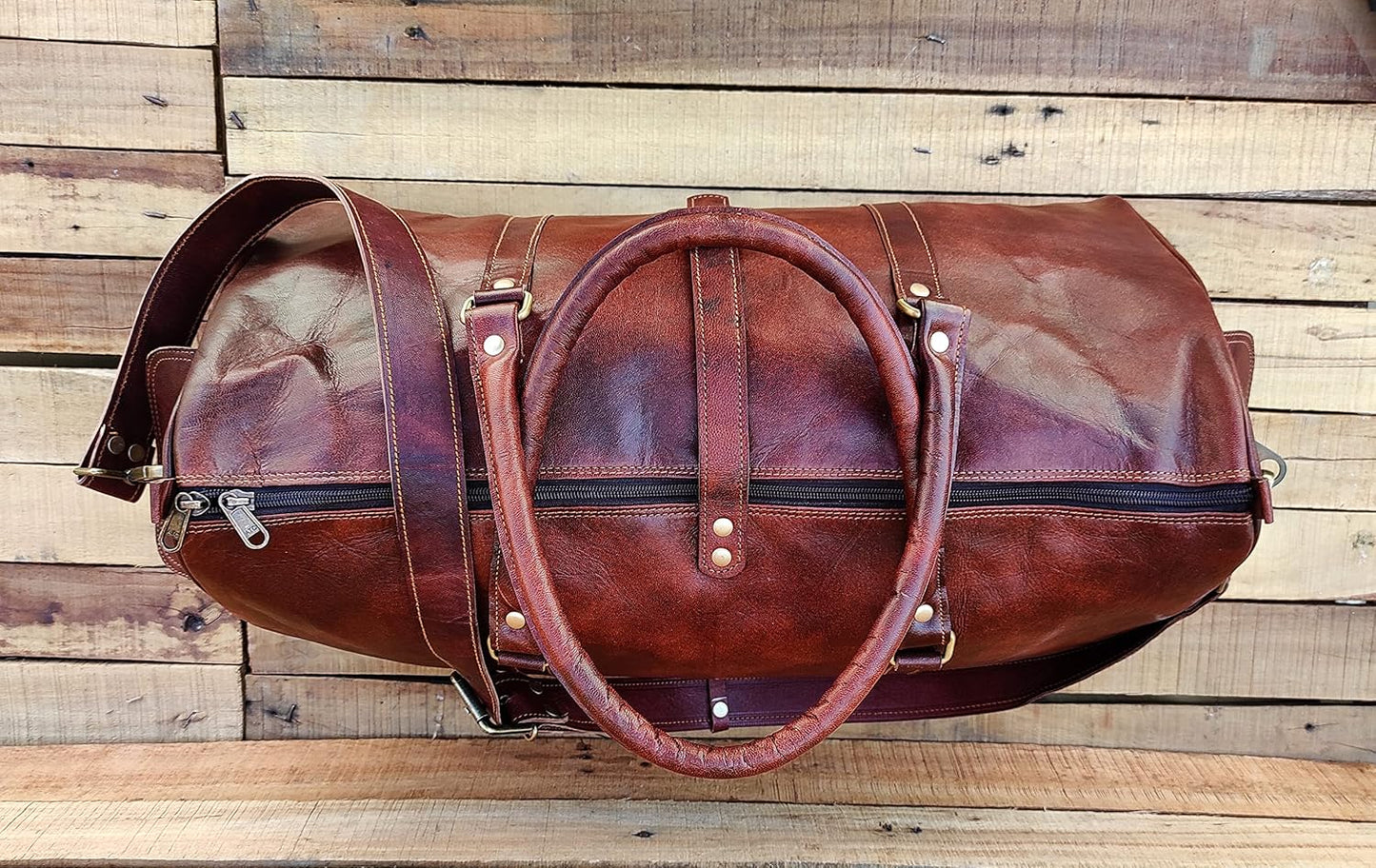 Vintage Leather Travel Duffle Bags for Men