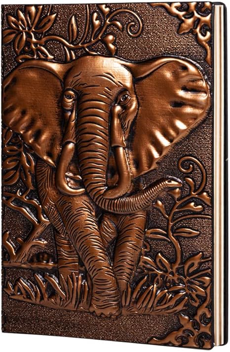 Vintage RedBronze Elephant Design Journal Embossed Hardcover Travel Notebook