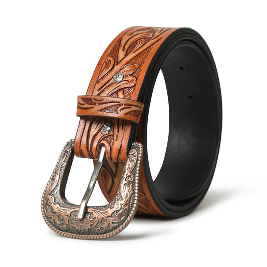 Western Brown Leather Cowboy Belt