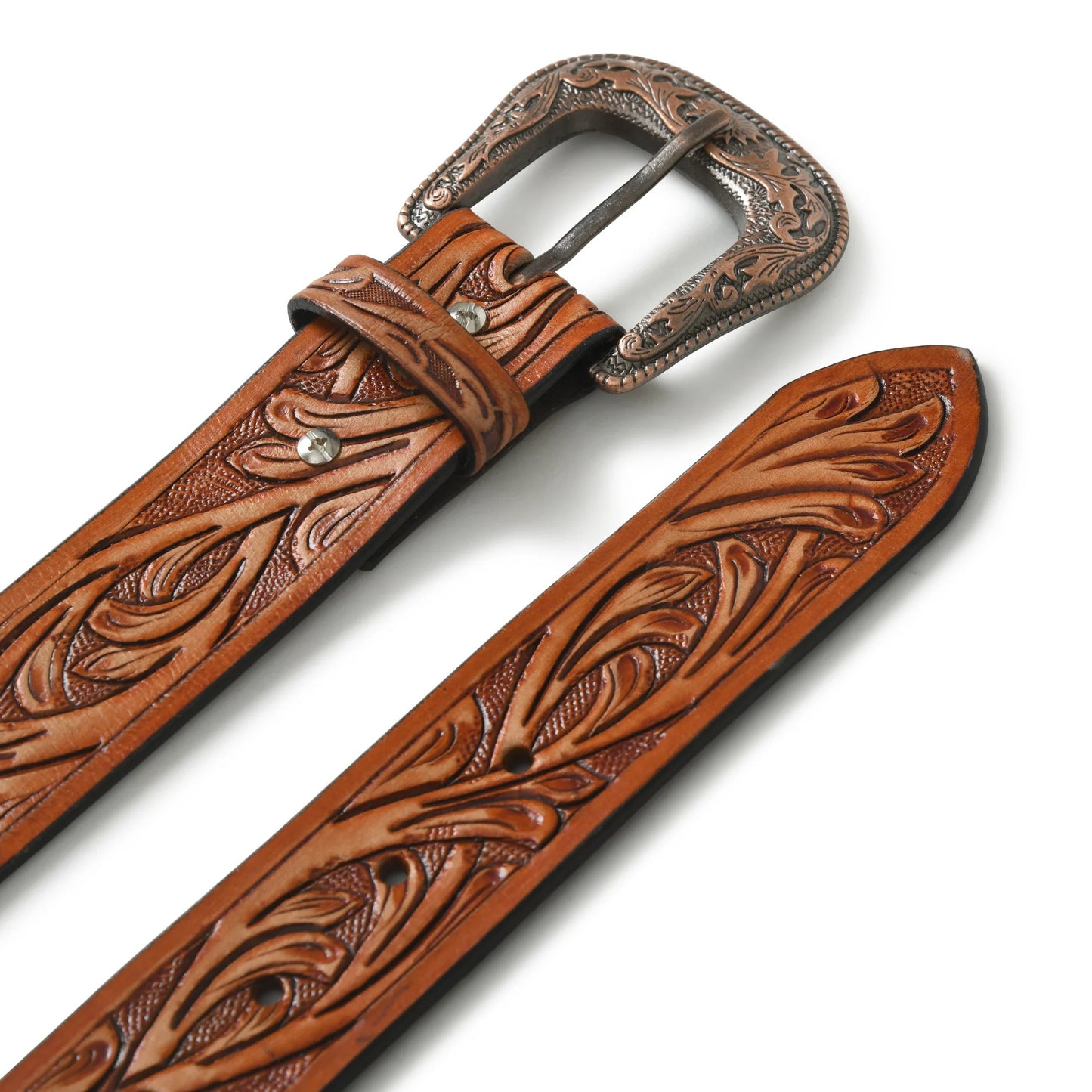 Western Brown Leather Cowboy Belt