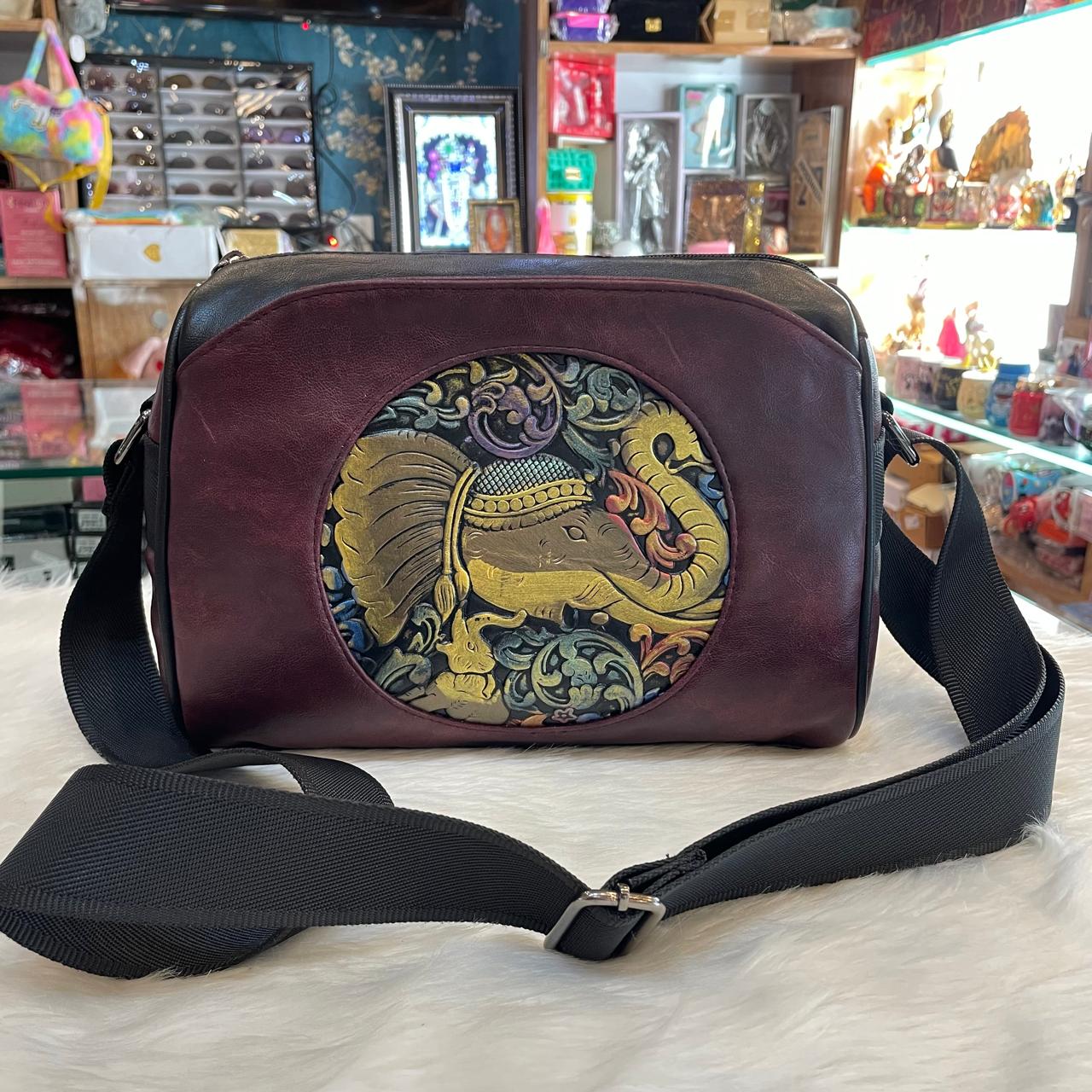 Women's Royal Elephant Embroidered Sling Bag