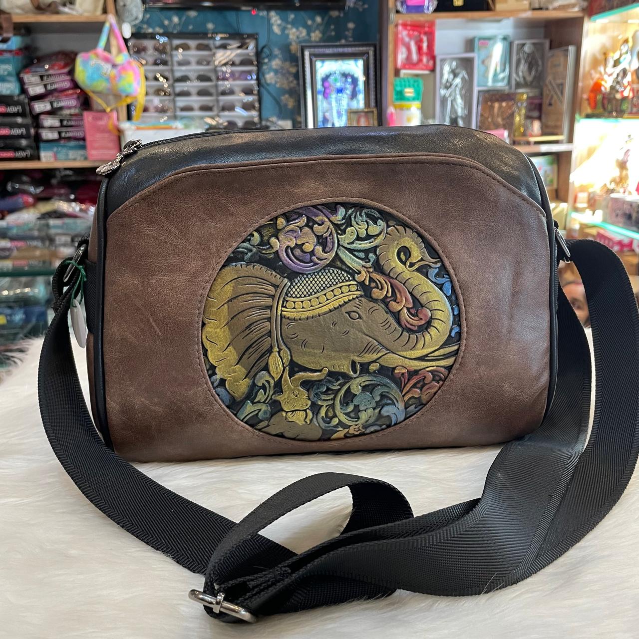 Women's Royal Elephant Embroidered Sling Bag