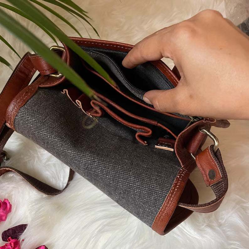 Mini Leather Crossbody Sling Purse