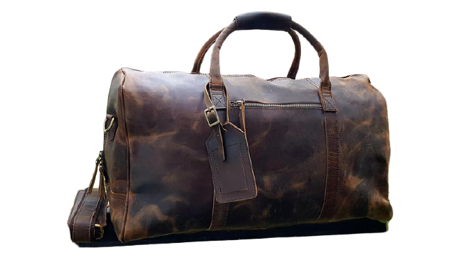 Full Grain Personalized Leather Weekender Luggage Duffle Bag