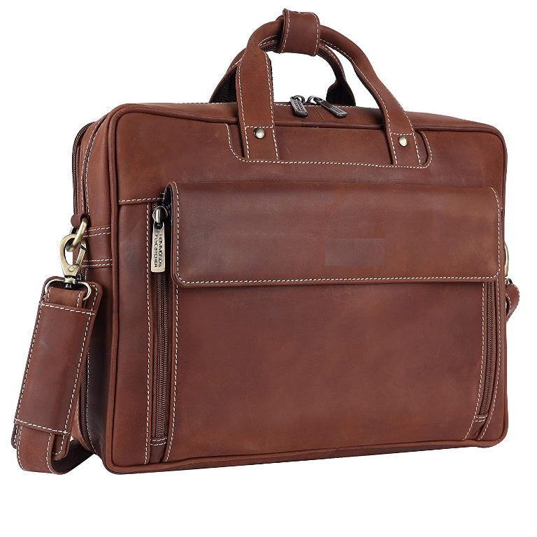 Leather Laptop Bag With Expandable Features - Montexoo – montexoo