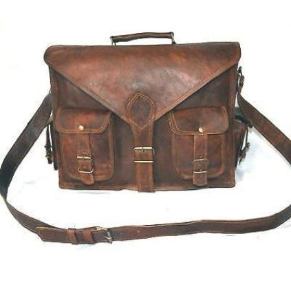 Leather Messenger Briefcase Crossbody Bag